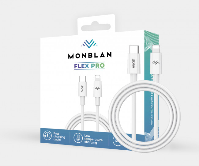 Кабель Monblan USB-C to Lightning 30W Flex Pro C1 Series 1.2m (White)
